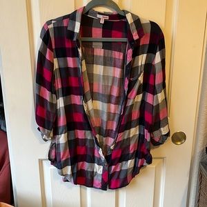 Pink grey plad shirt
